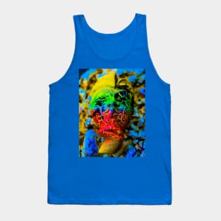 An aslant multicolored Bali face mask Tank Top